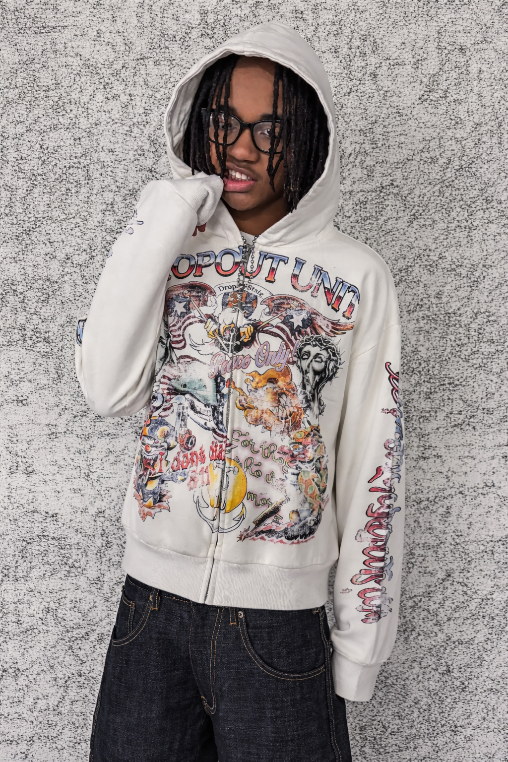 WHITE “Lunatic” HOODIE