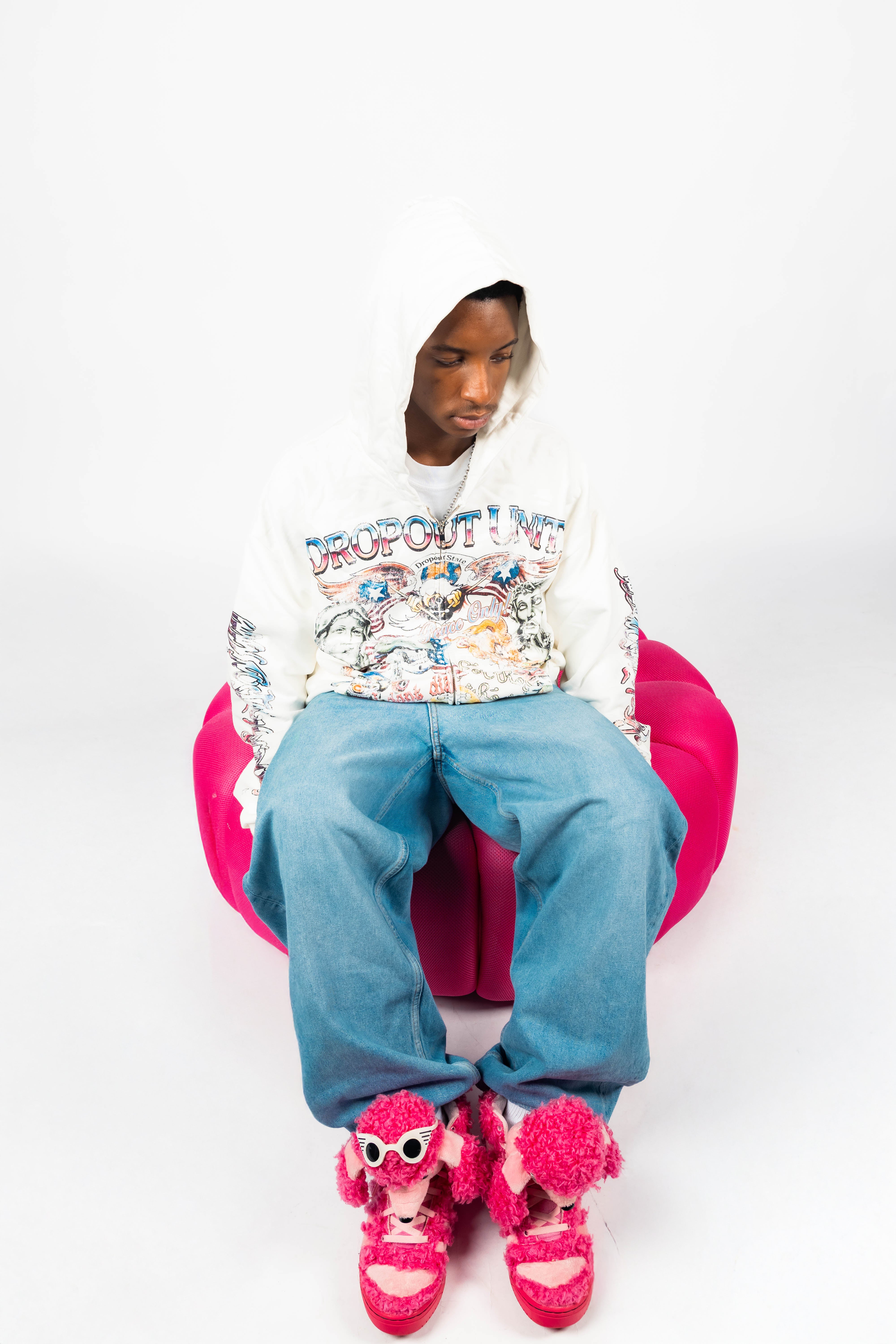 WHITE “Lunatic” HOODIE